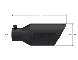 MBRP Exhaust - MBRP Exhaust T5161BLK Blk T304 SS 2.5" Inlet Dual Wall Angle Cut 4.5" Outlet Tip - Image 2