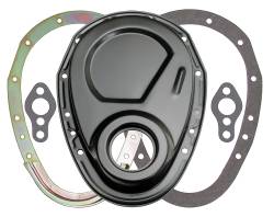 Trans-Dapt Performance - Trans-Dapt 8638 Asphalt Black Timing Chain Cover Set SB Chevy V8 2Pc Not for LT1 - Image 1