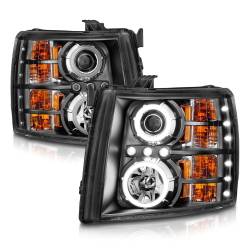 Anzo USA - Anzo USA 111107 Projector Headlight Set w/CCFL Halo Black for Silverado - Image 2