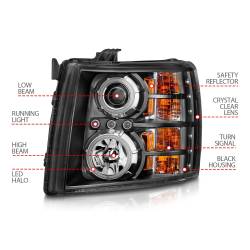 Anzo USA - Anzo USA 111107 Projector Headlight Set w/CCFL Halo Black for Silverado - Image 4