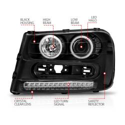 Anzo USA - Anzo 111127 Projector Headlight Set w/CCFL Halo Black for Chevy Trailblazer/EXT - Image 4
