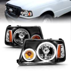 Anzo USA - Anzo USA Crystal 1-Piece Headlight Set w/CCFL Halo Black Ford Ranger 111152 - Image 1