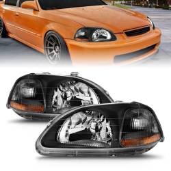 Anzo USA - Anzo USA 121067 Black Crystal Headlight Set for 96-98 Honda Civic - Image 1