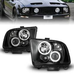 Anzo USA - Anzo USA 121166 Projector Headlight Set w/CCFL Halo Black for 05-09 Ford Mustang - Image 1