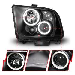 Anzo USA - Anzo USA 121166 Projector Headlight Set w/CCFL Halo Black for 05-09 Ford Mustang - Image 3