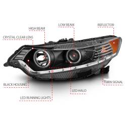 Anzo USA - Anzo USA 121393 Projector Headlight Set w/CCFL Halo Black 09-12 Acura TSX - Image 4