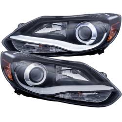 Anzo USA - Anzo USA 121490 Plank Style Projector Headlight Set Black for 12-14 Ford Focus - Image 1