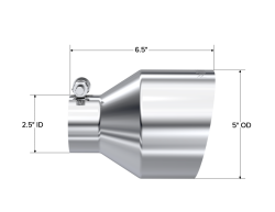 MBRP Exhaust - MBRP Exhaust T5190 T304 SS 2.5" Inlet Single Wall Angle Cut 5" Outlet Tip - Image 2