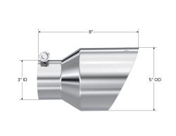 MBRP Exhaust - MBRP Exhaust T5187 T304 SS 3" Inlet Dual Wall Angle Cut 5" Outlet Tip Universal - Image 2