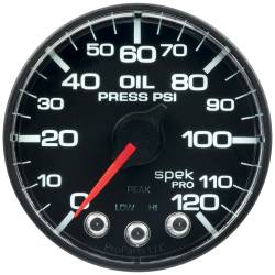 AutoMeter - AutoMeter P325328 Spek-Pro Oil Press Gauge Blk/Blk 120PSI 2-1/16" Stepper Motor - Image 1
