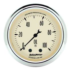 AutoMeter - AutoMeter 1821 Antique Beige Mechanical Oil Pressure Gauge 0-100Psi 2-1/16" - Image 1