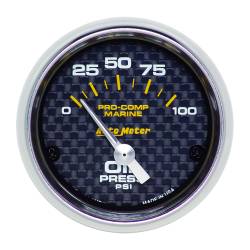 AutoMeter - AutoMeter 200758-40 Marine Oil Pressure Gauge 2-1/16" 0-100 PSI Carbon Fiber - Image 1