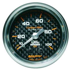 AutoMeter - AutoMeter 4721 Carbon Fiber Mechanical Oil Pressure Gauge 0-100PSI 2-1/16" - Image 1