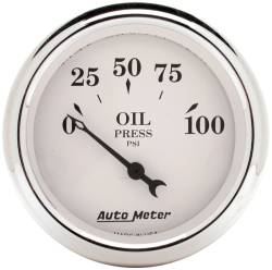 AutoMeter - AutoMeter 1628 Old Tyme White Air-Core Oil Pressure Gauge 0-100PSI 2-1/16" - Image 1