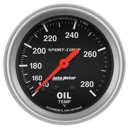 AutoMeter - AutoMeter 3441 Sport-Comp Oil Temperature Mechanical Gauge 140-280F/6' 2-5/8" - Image 1