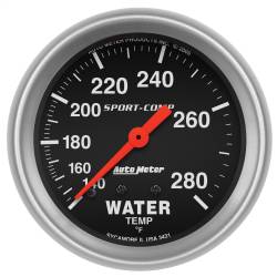 AutoMeter - AutoMeter 3431 Sport-Comp Water Temperature Mech Gauge 140-280-DEG F/6' 2-5/8" - Image 1