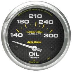 AutoMeter - AutoMeter 4848 Carbon Fiber Electric Oil Temperature Gauge 140-300-DEG F 2-5/8" - Image 1