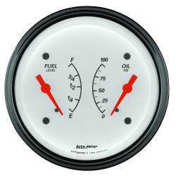 AutoMeter - AutoMeter 1313 Arctic White Dual Oil/Fuel Gauge 100PSI 240-33 Ohm 3-3/8" - Image 2