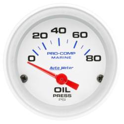 AutoMeter - AutoMeter 200744 Air-Core Marine Oil Pressure Gauge White 0-80Psi 2-1/16" - Image 1