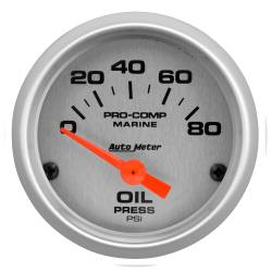 AutoMeter - AutoMeter 200744-33 Air-Core Marine Oil Pressure Gauge Silver 0-80Psi 2-1/16" - Image 1