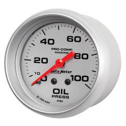 AutoMeter - AutoMeter 200777-33 Marine Mechanical Oil Pressure Gauge Silver 0-100Psi 2-5/8" - Image 2