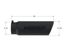 MBRP Exhaust - MBRP Exhaust T5125BLK Blk T304 SS 5" In Single Wall Rolled Angle Cut 6" Out Tip - Image 2