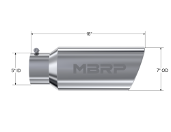 MBRP Exhaust - MBRP Exhaust T5127 T304 SS 5" In Single Wall Rolled Angle Cut 7" Outlet Tip - Image 2