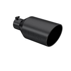 MBRP Exhaust - MBRP Exhaust T5128BLK Blk T304 SS 4" In Single Wall Rolled Angle Cut 8" Out Tip - Image 1