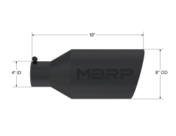 MBRP Exhaust - MBRP Exhaust T5128BLK Blk T304 SS 4" In Single Wall Rolled Angle Cut 8" Out Tip - Image 2
