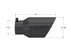 MBRP Exhaust - MBRP Exhaust T5072BLK Black T304 SS 4" Inlet Dual Wall Angle Cut 6" Out Tip - Image 2