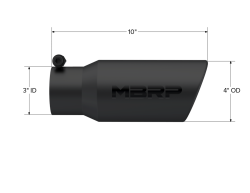 MBRP Exhaust - MBRP Exhaust T5155BLK Blk T304 SS 3" In Single Wall Rolled Angle Cut 4" Out Tip - Image 2