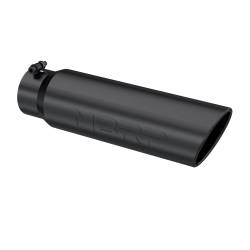 MBRP Exhaust - MBRP Exhaust T5124BLK Blk T304 SS 4" In Single Wall Rolled Angle Cut 5" Out Tip - Image 1