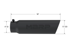 MBRP Exhaust - MBRP Exhaust T5124BLK Blk T304 SS 4" In Single Wall Rolled Angle Cut 5" Out Tip - Image 2