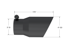 MBRP Exhaust - MBRP Exhaust T5122BLK Black T304 SS 3" In Dual Wall Angle Cut 4" Outlet Tip - Image 2