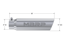 MBRP Exhaust - MBRP Exhaust T5124 T304 SS 4" Inlet Single Wall Rolled Angle Cut 5" Out Tip - Image 2