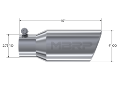 MBRP Exhaust - MBRP Exhaust T5157 T304 SS 2.75" In Single Wall Rolled Angle Cut 4" Outlet Tip - Image 2