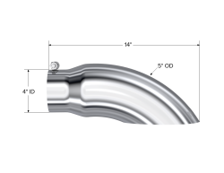 MBRP Exhaust - MBRP Exhaust T5086 T304 SS 4" Inlet Single Wall Turndown 5" Outlet Tip Universal - Image 2