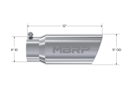 MBRP Exhaust - MBRP Exhaust T5051 T304 SS 4" Inlet Single Wall Rolled Angle 5" Outlet Tip - Image 2