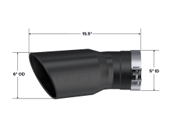 MBRP Exhaust - MBRP T5154BLK Blk T304 SS 6" Out One Wall Rolled Angle 15-25 Chevy/GMC 2500/3500 - Image 2