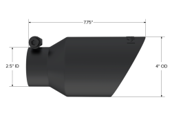 MBRP Exhaust - MBRP Exhaust T5123BLK Black T304 SS 2.5" Inlet Dual Wall Angle Cut 4" Outlet Tip - Image 2