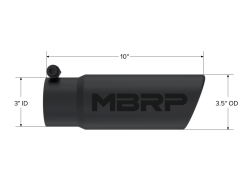 MBRP Exhaust - MBRP Exhaust T5115BLK Blk T304 SS 3" In Single Wall Rolled Angle Cut 3" Out Tip - Image 2