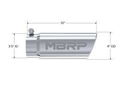 MBRP Exhaust - MBRP Exhaust T5112 T304 SS 3.5" Inlet Single Wall Rolled Angle Cut 4" Outlet Tip - Image 2