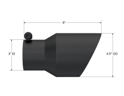 MBRP Exhaust - MBRP Exhaust T5151BLK Blk T304 SS 3" Inlet Dual Wall Angle Cut 4.5" Outlet Tip - Image 2