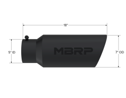 MBRP Exhaust - MBRP Exhaust T5127BLK Blk T304 SS 5" In Single Wall Rolled Angle Cut 7" Out Tip - Image 2