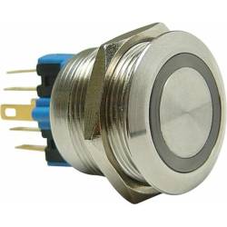 Autoloc - Autoloc AUTSW46B 22mm Latching Billet Button w/Blue LED Ring - Image 1