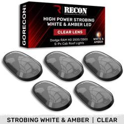 Recon - Recon 264146CLS LED Cab Roof Light Kit Clear/White/Amber for 03-18 RAM HD - Image 1