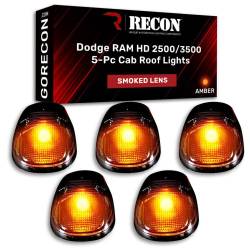 Recon - Recon 264145BK LED Cab Roof Light Kit Smoked/Amber for 99-02 RAM HD - Image 1