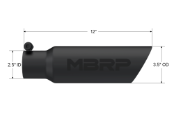 MBRP Exhaust - MBRP Exhaust T5106BLK Black T304 SS 2.5" Inl Dual Wall Angle Cut 3.5" Outlet Tip - Image 2