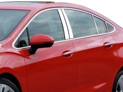 Quality Automotive Accessories - QAA PP56146 8Pc Stainless Steel Pillar Trim for 2016-2019 Chevrolet Cruze - Image 1