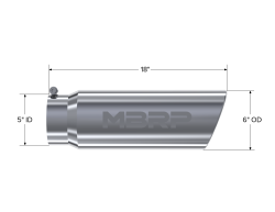 MBRP Exhaust - MBRP Exhaust T5125 T304 SS 5" Inlet Single Wall Rolled Angle Cut 6" Outlet Tip - Image 2